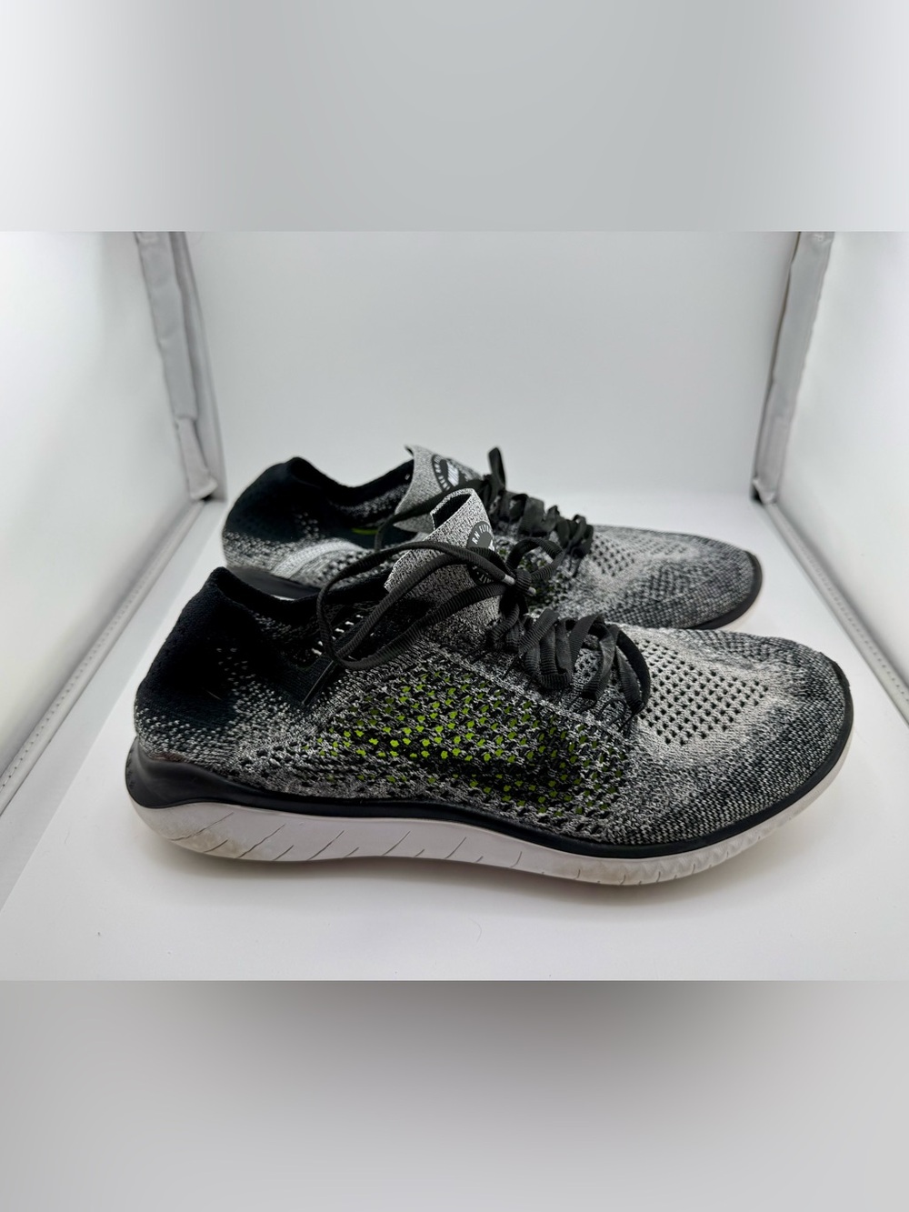 Nike Men's Flyknit Training Sneakers - Black/Gray with Subtle Green Accent